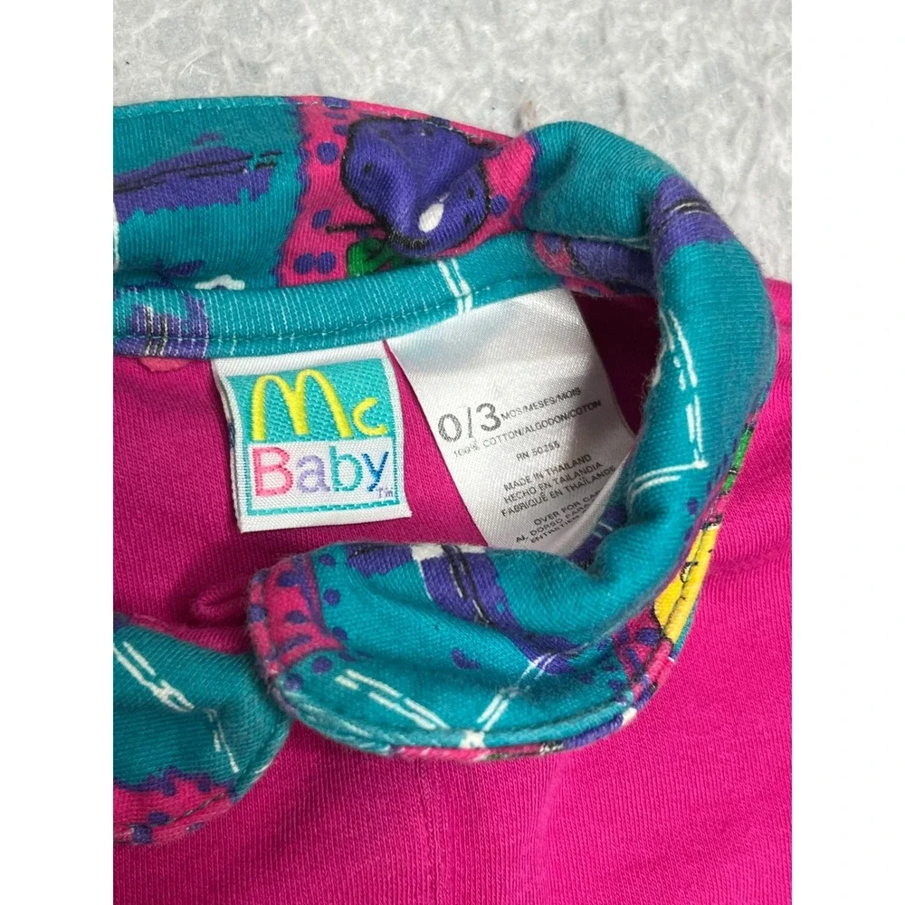 Vintage McBaby fruit pear Pink Bodysuit 0-3 Months 90s unique rare ‎ collared
